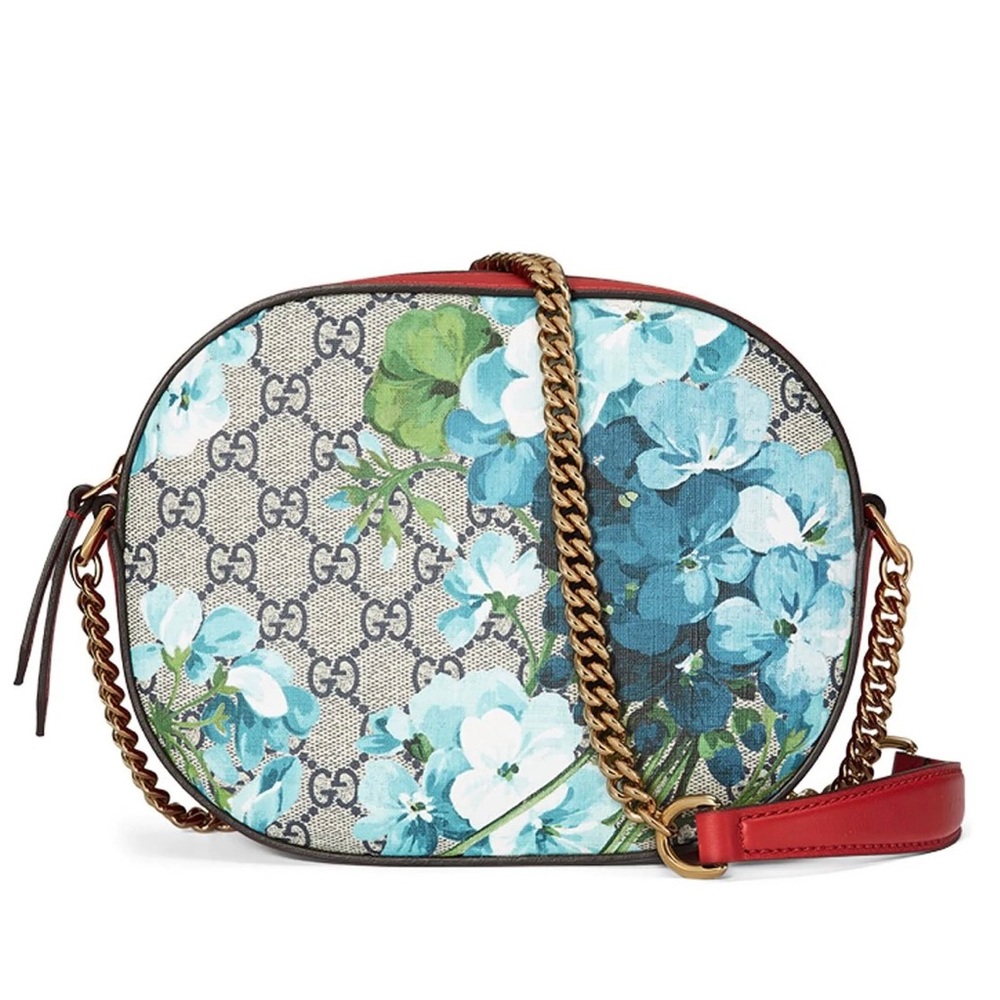 100% Authentic Gucci Blooms GG Supreme Mini Chain Crossbody Bag